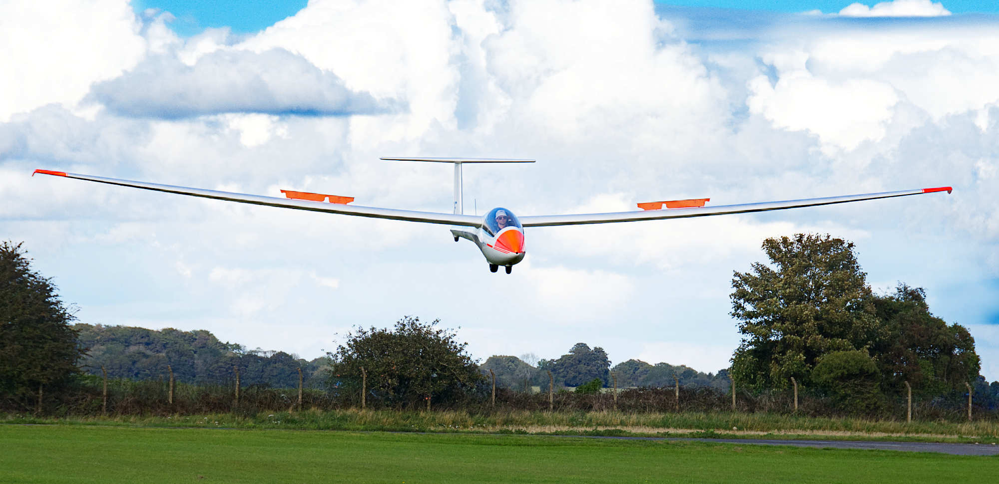 Glider K23 landing at Cotswold Gliding Club